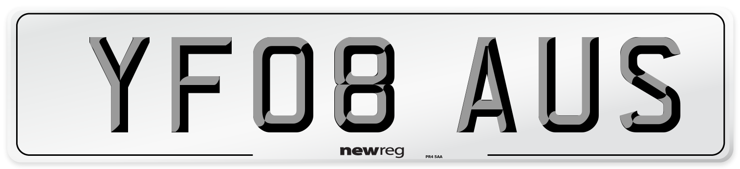YF08 AUS Number Plate from New Reg